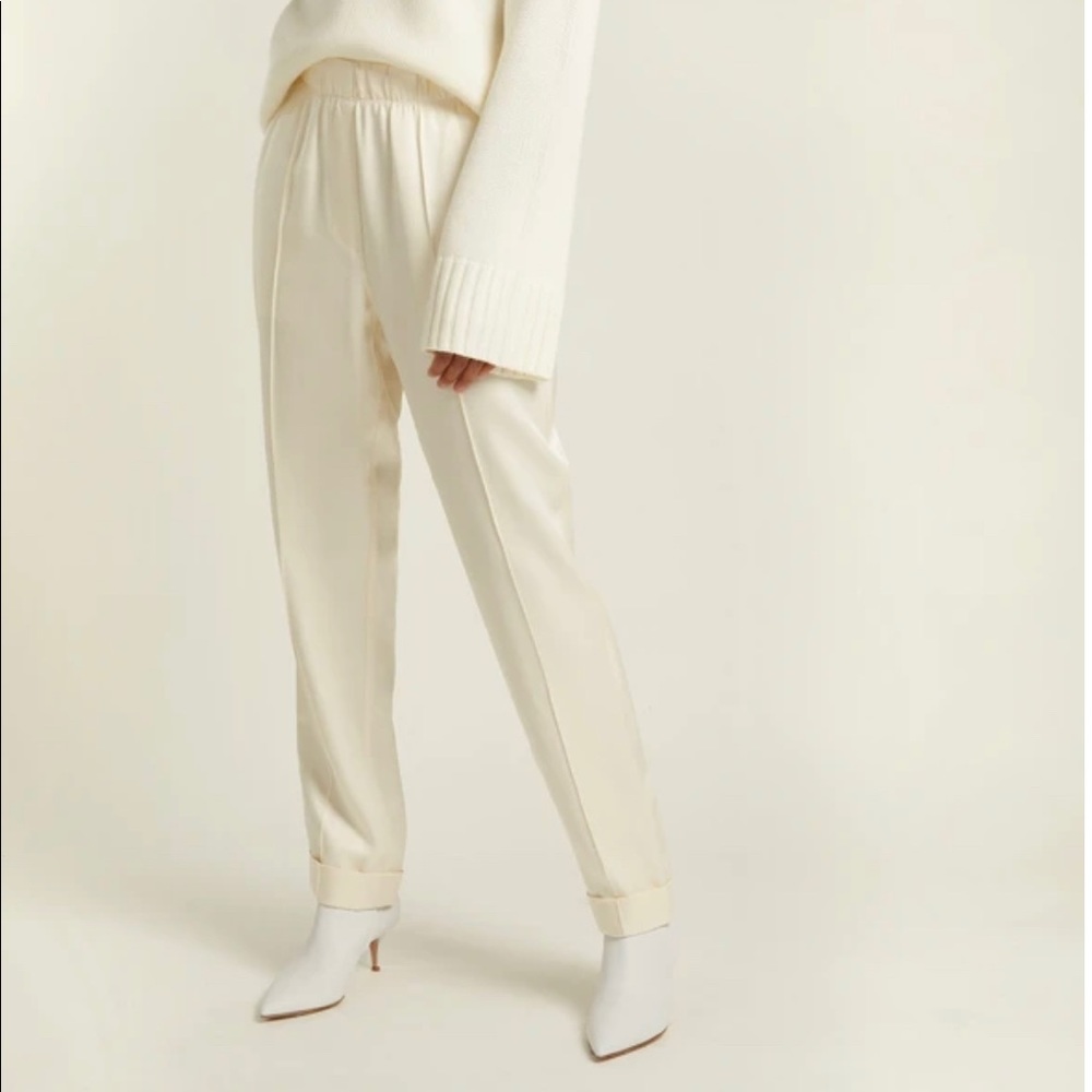 Hemut Lang Beige Shiny Satin Pants